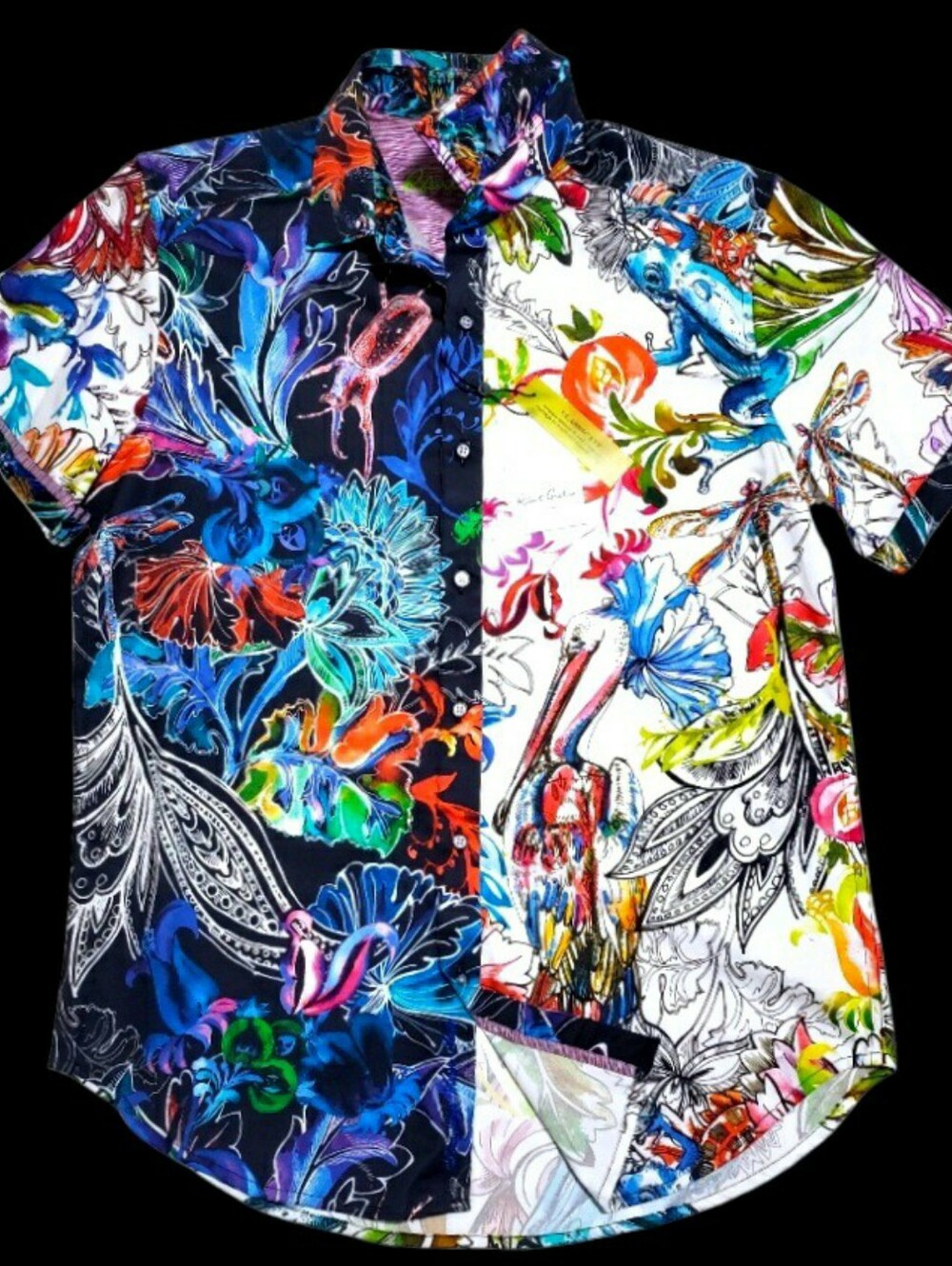 NEW Robert Graham Multicolor Floral & Graphic Button-Down Sport Shirt Blue/White
